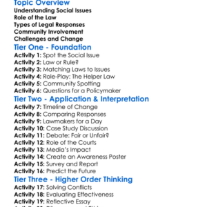 Legal Responses To Social Issues Worksheet Activity Booklet