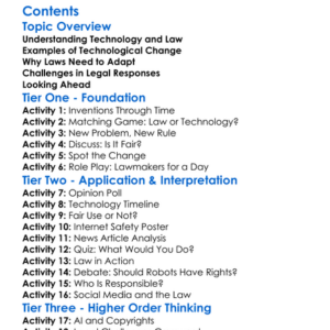 Legal Responses To Technological Change Worksheet Activity Booklet