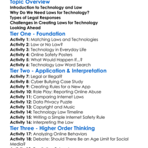 Legal Responses To Technology Worksheet Activity Booklet