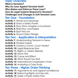 Legal Responses To Terrorism Worksheet Activity Booklet