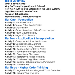 Legal Responses To Youth Crime Worksheet Activity Booklet