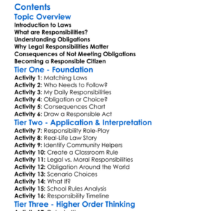 Legal Responsibilities And Obligations Worksheet Activity Booklet