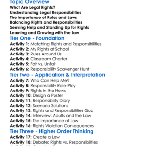 Legal Responsibilities And Rights Worksheet Activity Booklet