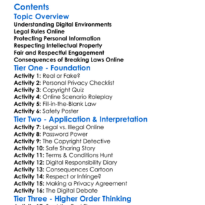 Legal Responsibilities In Digital Environments Worksheet Activity Booklet