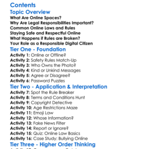 Legal Responsibilities In Online Spaces Worksheet Activity Booklet