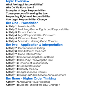 Legal Responsibilities In Society Worksheet Activity Booklet