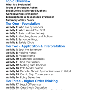 Legal Responsibilities Of Bystanders Worksheet Activity Booklet