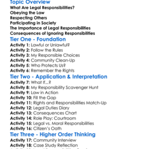 Legal Responsibilities Of Citizens Worksheet Activity Booklet