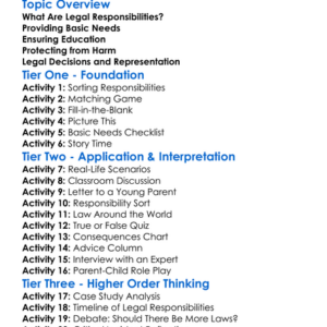 Legal Responsibilities Of Parents Worksheet Activity Booklet