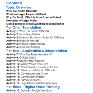 Legal Responsibilities Of Public Officials Worksheet Activity Booklet