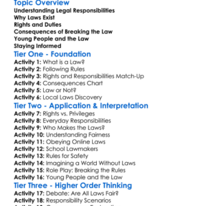 Legal Responsibilities Worksheet Activity Booklet