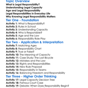 Legal Responsibility And Capacity Worksheet Activity Booklet