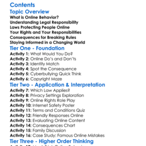 Legal Responsibility For Online Behavior Worksheet Activity Booklet