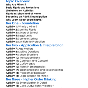 Legal Rights Of Minors Worksheet Activity Booklet