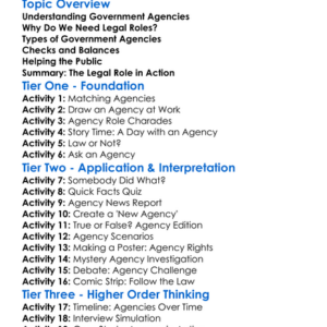 Legal Role Of Government Agencies Worksheet Activity Booklet
