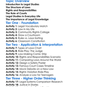 Legal Studies Assessment Worksheet Activity Booklet