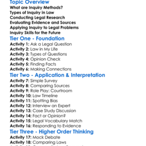 Legal Studies Inquiry Methods Worksheet Activity Booklet