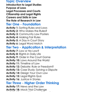 Legal Studies Projects Worksheet Activity Booklet