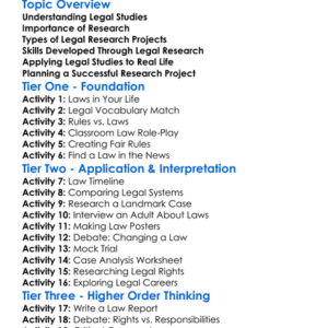 Legal Studies Research Projects Worksheet Activity Booklet