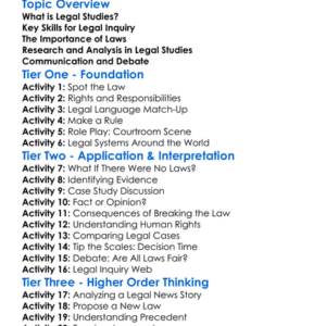 Legal Studies Skills And Inquiry Worksheet Activity Booklet