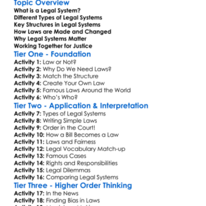 Legal Systems And Structures Worksheet Activity Booklet