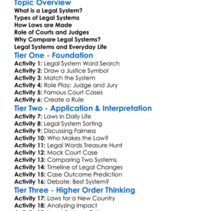 Legal Systems Comparison Worksheet Activity Booklet
