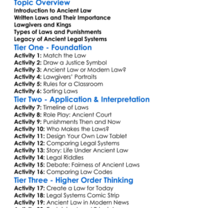 Legal Systems In Ancient Societies Worksheet Activity Booklet