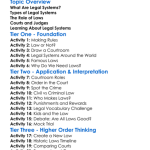 Legal Systems Worksheet Activity Booklet