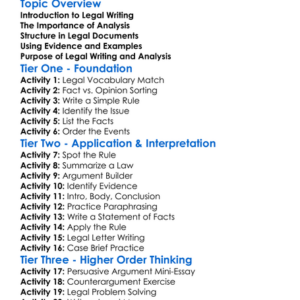 Legal Writing And Analysis Worksheet Activity Booklet