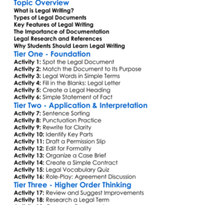 Legal Writing And Documentation Worksheet Activity Booklet