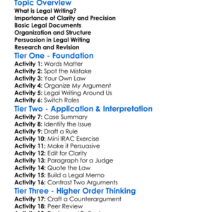 Legal Writing Skills Worksheet Activity Booklet