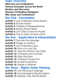 Legendary Lost Civilizations Worksheet Activity Booklet