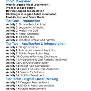 Legged Robot Locomotion Worksheet Activity Booklet