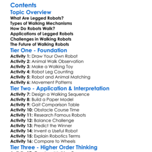 Legged Robots And Walking Mechanisms Worksheet Activity Booklet