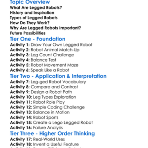 Legged Robots Worksheet Activity Booklet