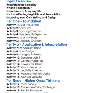 Legibility And Readability Worksheet Activity Booklet
