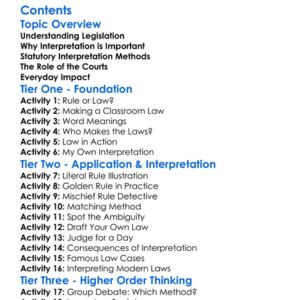 Legislation And Statutory Interpretation Worksheet Activity Booklet