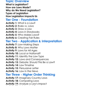 Legislation Worksheet Activity Booklet
