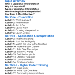 Legislative Interpretation Worksheet Activity Booklet