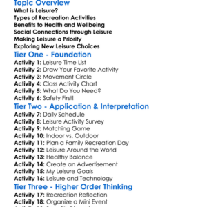 Leisure And Recreation Activities Worksheet Activity Booklet