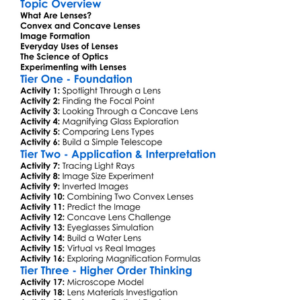 Lenses And Image Formation Worksheet Activity Booklet