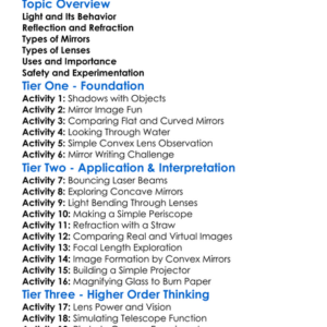 Lenses And Mirrors Worksheet Activity Booklet