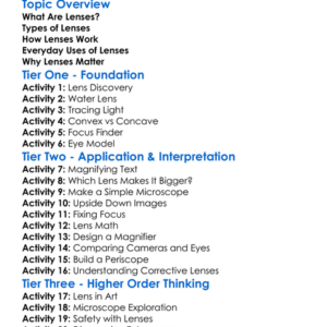 Lenses And Their Uses Worksheet Activity Booklet