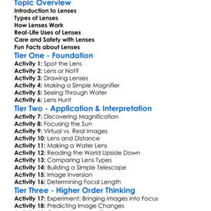 Lenses Worksheet Activity Booklet