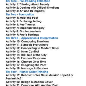 Les Fleurs Du Mal Charles Baudelaire Worksheet Activity Booklet