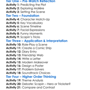 Les Fourberies De Scapin 2017 Worksheet Activity Booklet