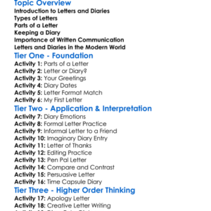 Letters And Diaries Worksheet Activity Booklet