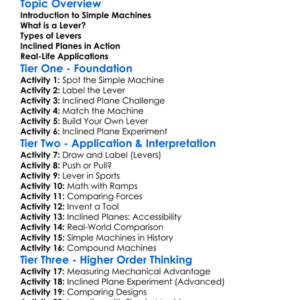 Levers And Inclined Planes Worksheet Activity Booklet