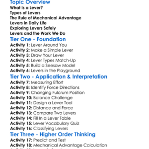 Levers And Mechanical Advantage Worksheet Activity Booklet