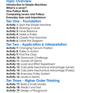 Levers And Pulleys Worksheet Activity Booklet